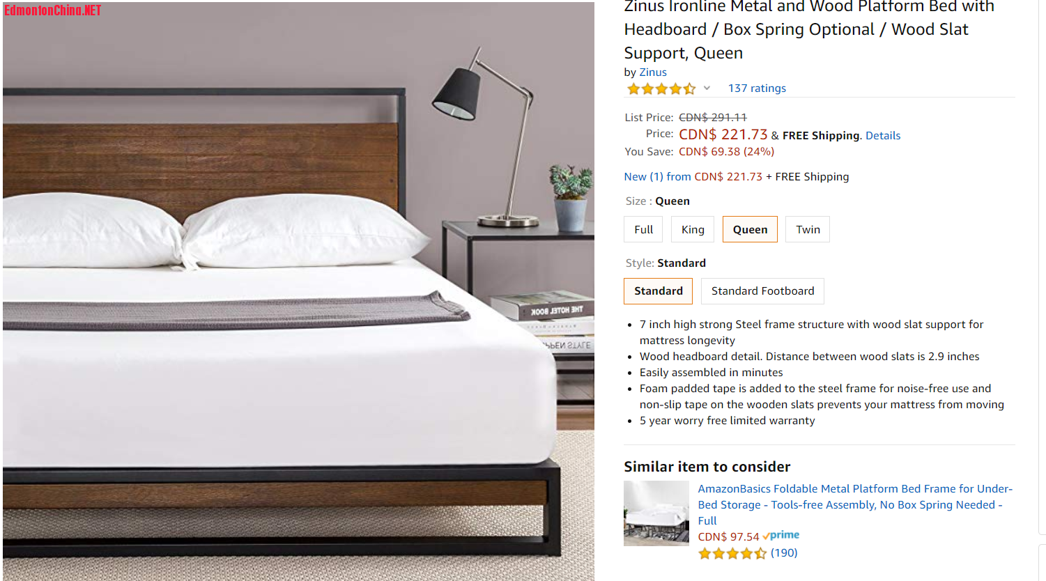 Ironline platform bed